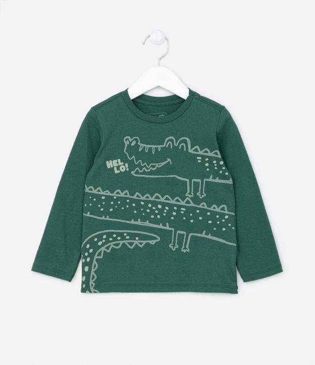 Camiseta Manga Longa Infantil com Estampa de Jacarezinho - Tam 1 a 5 anos - 1