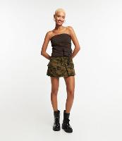 Saia Curta em Sarja Camuflada com Bolsos Cargo - 1