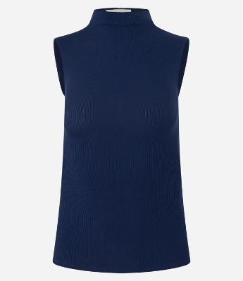 Blusa sem Manga em Viscose com Gola Alta e Textura Canelada