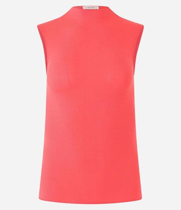 Blusa sem Manga em Viscose com Gola Alta e Textura Canelada - 1