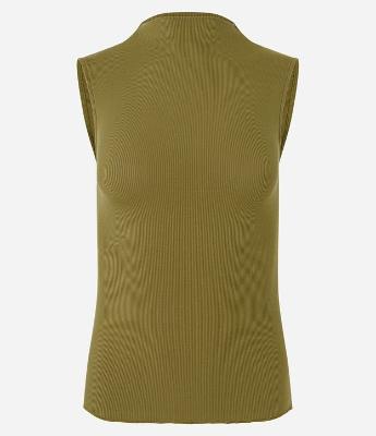 Blusa sem Manga em Viscose com Gola Alta e Textura Canelada