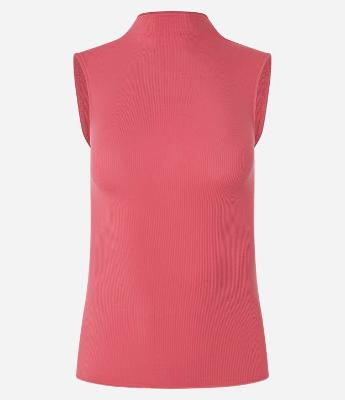 Blusa sem Manga em Viscose com Gola Alta e Textura Canelada