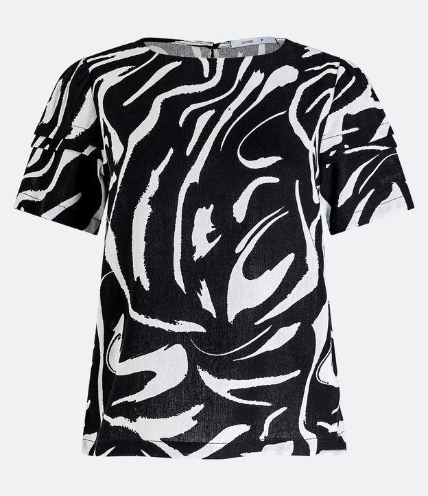 Blusa Manga Curta em Viscolinho com Estampa Abstrata Rupestre - 2