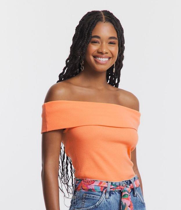 Blusa em Ribana com Dobra no Decote Ombro a Ombro - 1