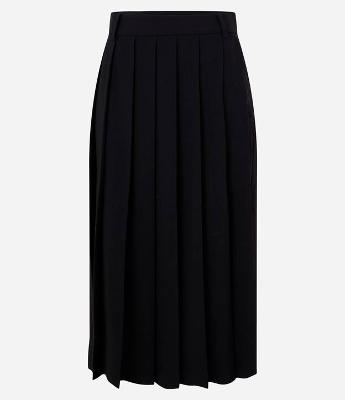 Saia Midi Alfaiatada e Plissada com Passantes no Cós