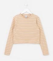 Camiseta Infantil Manga Longa com Estampa Listrada - Tam 5 a 14 anos - 1