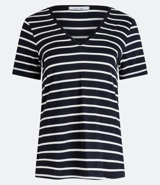 Blusa Listrada em Viscose com Decote V - 2