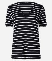 Blusa Listrada em Viscose com Decote V