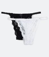 Kit 02 Calcinhas String em Renda com Lacinho Frontal - 1