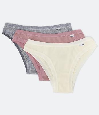 Kit 03 Calcinhas Biquíni em Cotton DelRio