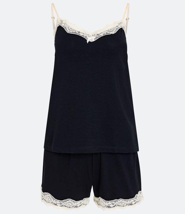 Pijama Short Doll em Viscolycra com Detalhes em Renda - 2