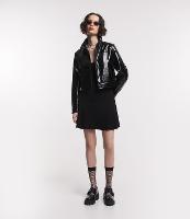 Vestido Manga Curta em Tricô Canelado com Frufrus - 1