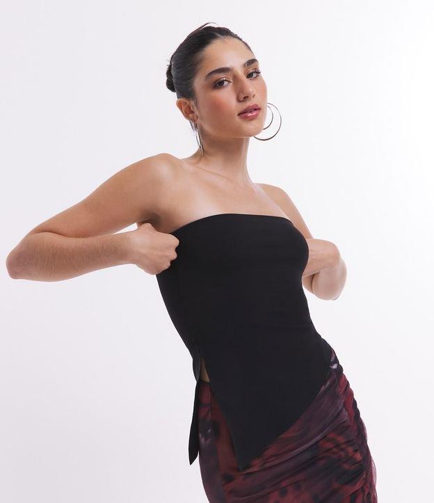 Blusa Tomara que Caia em Meia Malha com Barra de Ponta - 1