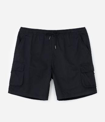 Bermuda em Algodão com Cós Elástico e Bolsos Cargo