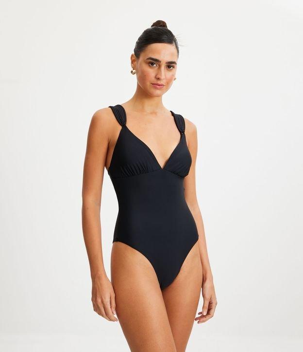 Maiô em Poliamida com Alças Detalhadas em Pespontos Contrastantes - 1