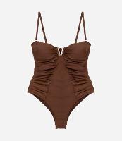 Maiô em Poliamida Drapeado com Recorte Vazado e Detalhe Metalizado - 1