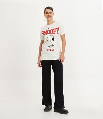 Calça Wide Leg em Viscose Canelada sem Estampa