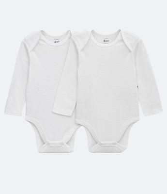 Kit 02 Bodies Infantis em Suedine com Manga Longa - Tam RN a 24 meses