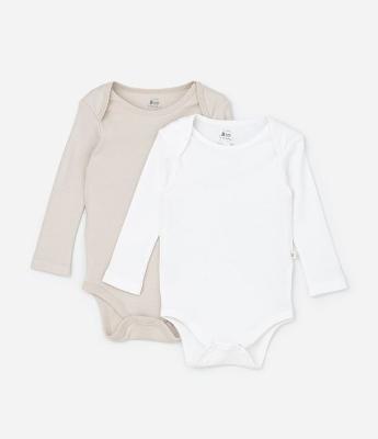 Kit 02 Bodies Infantis em Suedine com Manga Longa - Tam RN a 24 meses