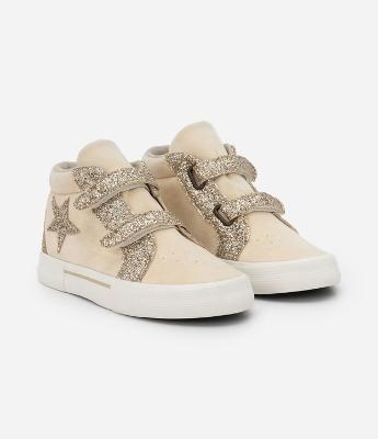 Tênis Abotinado Infantil com Gliter e Detalhes de Estrela - Tam 28 ao 37