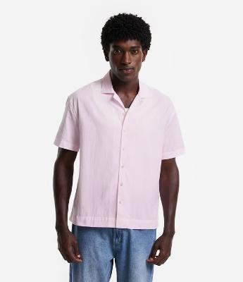 Camisa Relaxed em Ana Ruga com Textura e Cava Deslocada