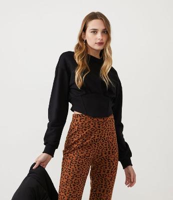 Blusão Corset em Moletom com Cava Deslocada