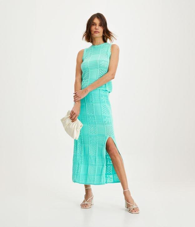 Saia Midi em Crochê com Texturas Quadrados - 1