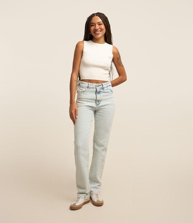 Calça Reta em Jeans Marmorizado - 3