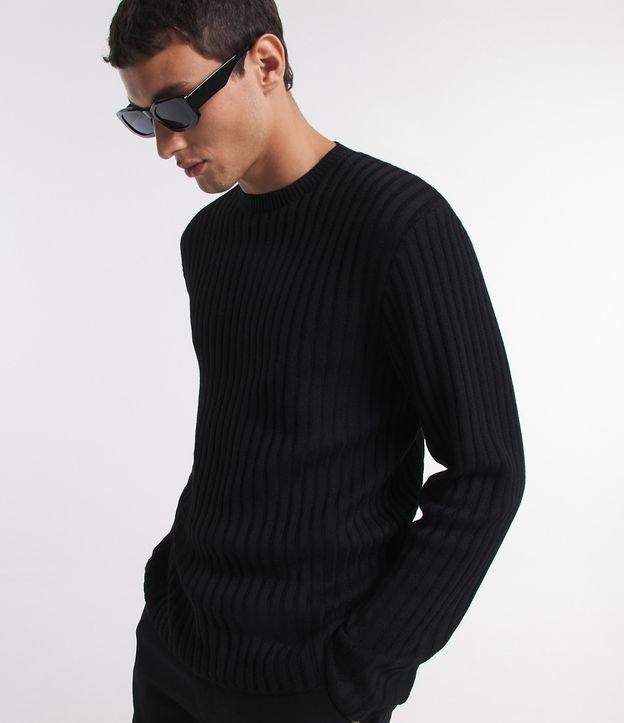 Suéter Slim em Tricô com Textura Canelada - 1