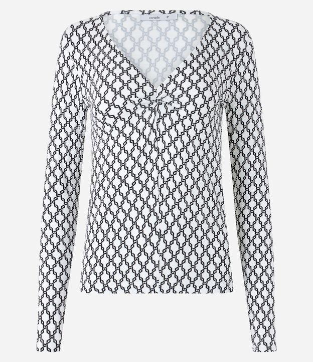 Blusa em Viscolycra com Decote Torcido e Estampa Correntes - 1