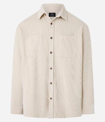 Camisa Comfort em Algodão com Textura Cotelê e Bolsos