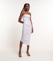 Vestido Midi em Meia Malha Tomara que Caia com Franzido na Lateral - 2