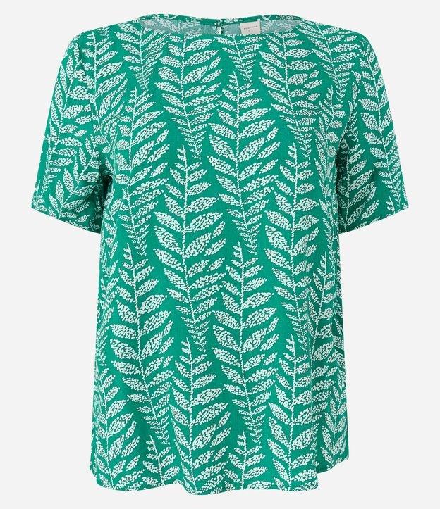 Blusa Manga Curta em Viscose com Folhagens Estampadas - 2