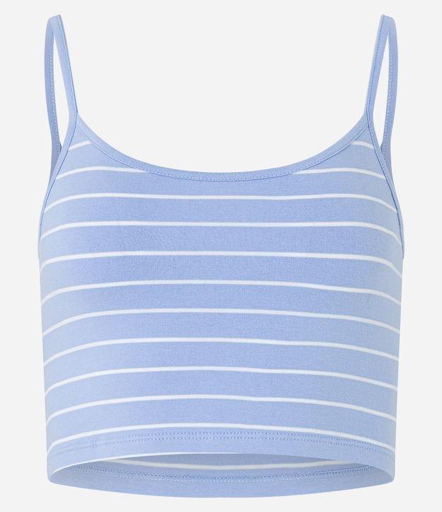 Blusa Cropped de Alça em Cotton com Listras - 1