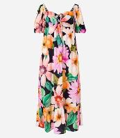 Vestido Midi Manga Bufante em Viscose com Flores Estampadas - 2