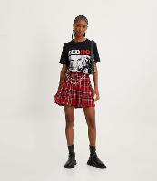 Saia Curta Plissada em Alfaiataria Xadrez com Correntes - 2