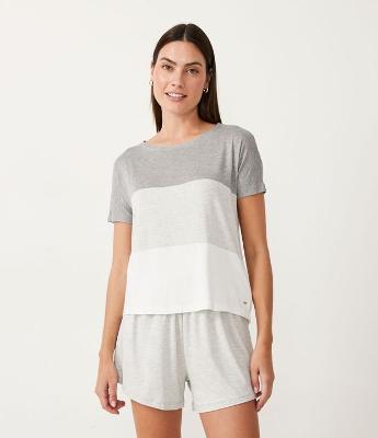 Pijama Curto em Viscolycra com Listras Degradê