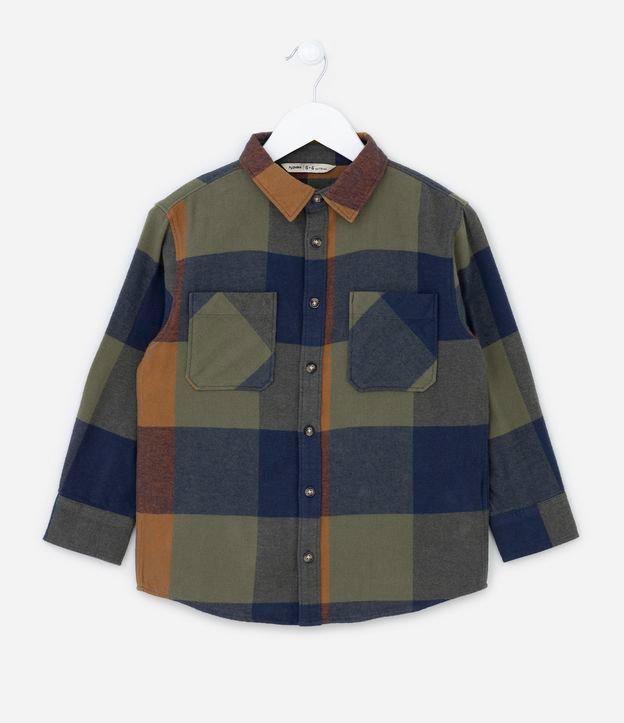 Camisa Flanela Infantil com Estampa Xadrez - Tam 5 a 14 anos - 1