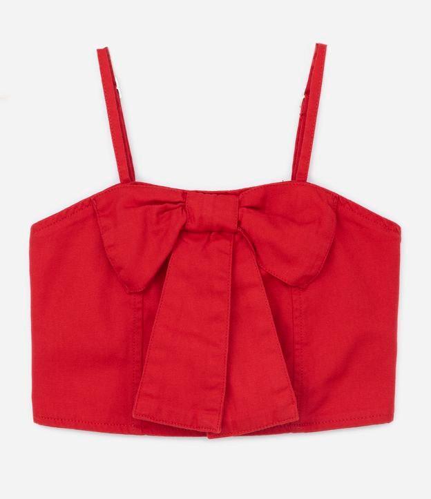 Blusa Cropped Infantil com Laço Frontal e Recortes - Tam 5 a 14 Anos - 1