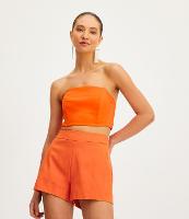 Blusa Cropped em Bengaline com Decote Tomara que Caia - 1