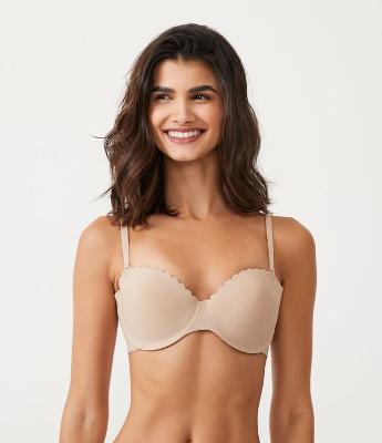 Sutiã sem Alça em Microfibra com Bojo Bolha e Borda Nuvem