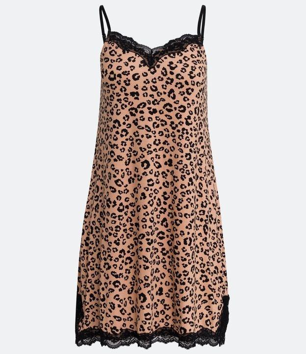 Camisola Curta em Meia Malha com Estampa Animal Print Onça e Renda - 2
