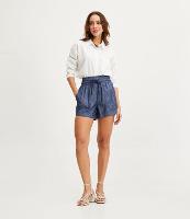 Short Runner em Jeans com Elástico Largo na Cintura - 1