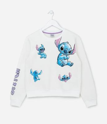 Blusão Moletom Infantil com Estampa do Stitch - Tam 5 a 14 anos