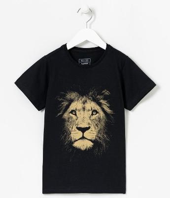 Camiseta Infantil Estampa de Leão - Tam 5 a 14 anos