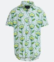 Camisa Regular em Viscose com Estampa de Flores Retrô - 1