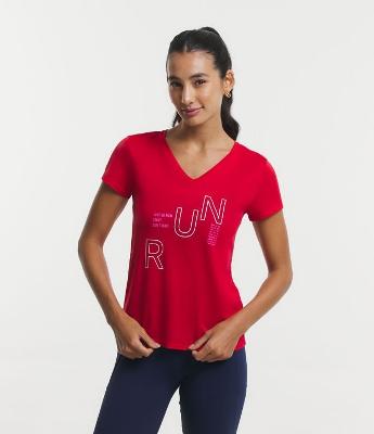 Camiseta Esportiva em Crepe com RUN Lettering Estampado