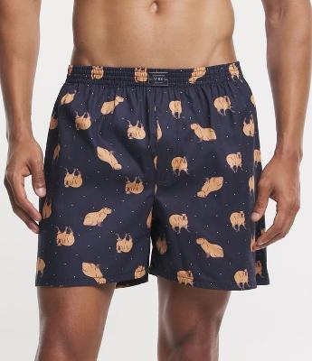 Cueca Samba Canção em Meia Malha com Estampa de Capivara