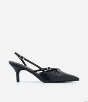 Sapato Scarpin Slingback com Fivelas e Bico Fino - 1