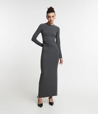 Vestido New Midi em Ribana com Drapeado Lateral
